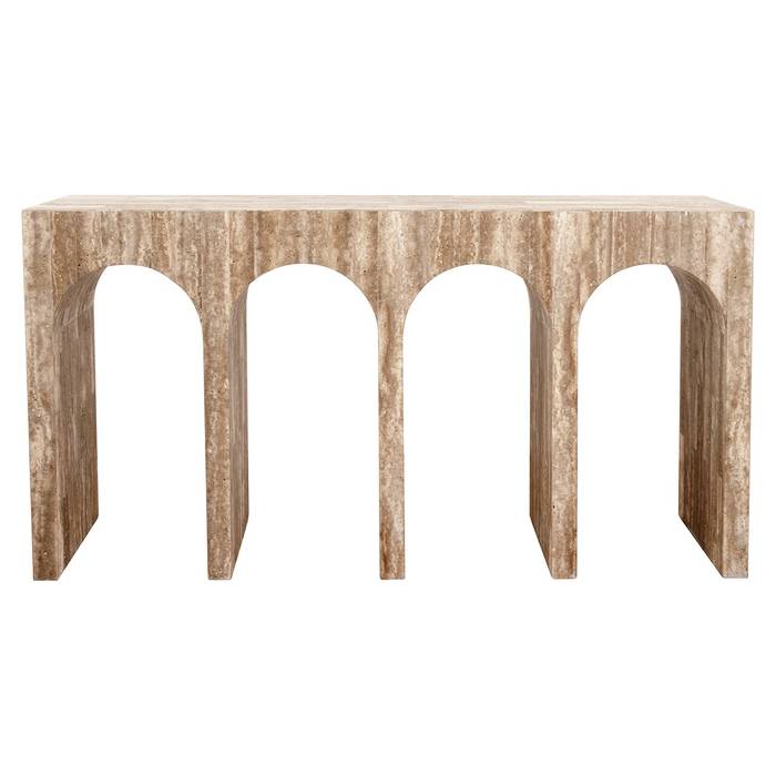 Das Bild zeigt den Ablagetisch La Rague (grau). Der Tisch hat eine runde Tischplatte und ein elegantes, modernes Design mit einer grauen Oberfläche. Ein stilvolles und praktisches Accessoire für jeden Raum.