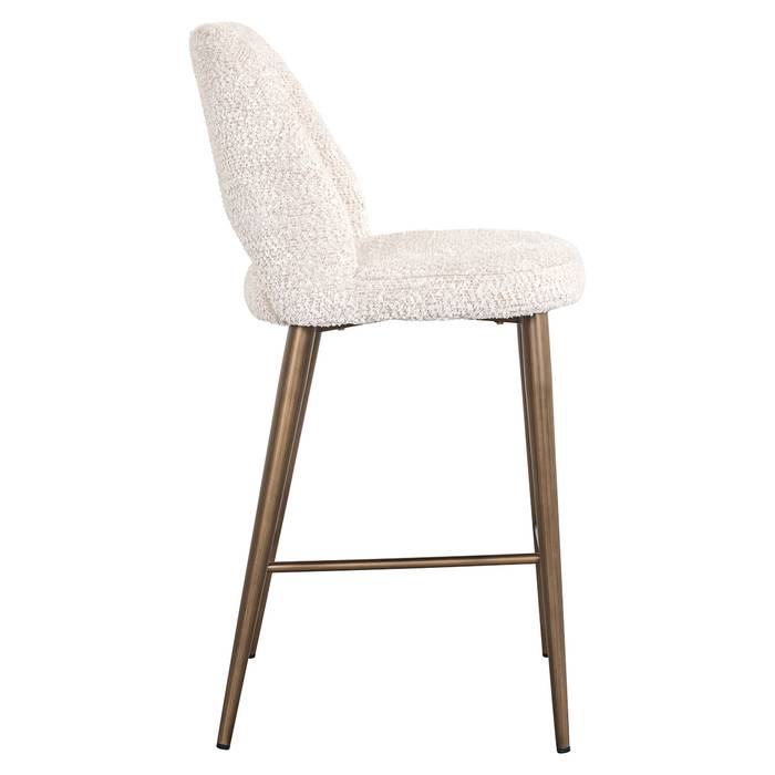 Thekenstuhl Delphine (Be Lovely 11 Cream), seitlich aufgenommen. Modernes und elegantes Design, ideal für stilvolle Wohnräume