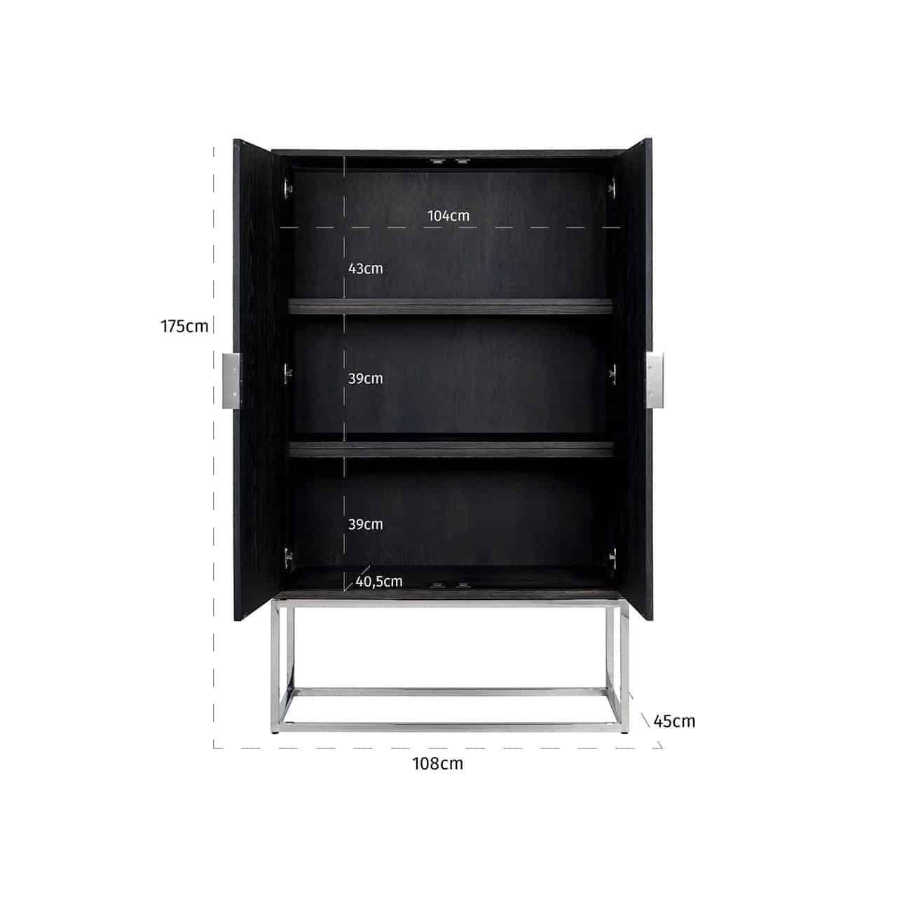Blackbone (Silver) | Schrank mit 2 Türen (schwarz rustikal) 