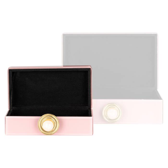 Aufbewahrungsbox Jamila klein (rosa), frontal aufgenommen und offen. Modernes und stilvolles Design