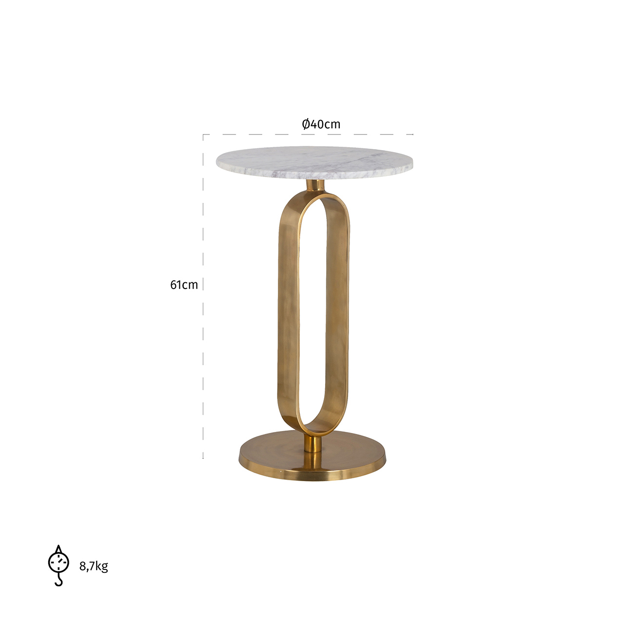 Urban | Beistelltisch Celine (weiß/gold)