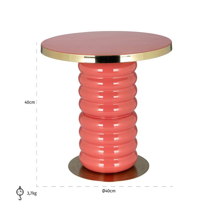 Beistelltisch Shirin (rosa) von vorne aufgenommen. Modernes und elegantes Design mit den Maßen 40 x 40cm