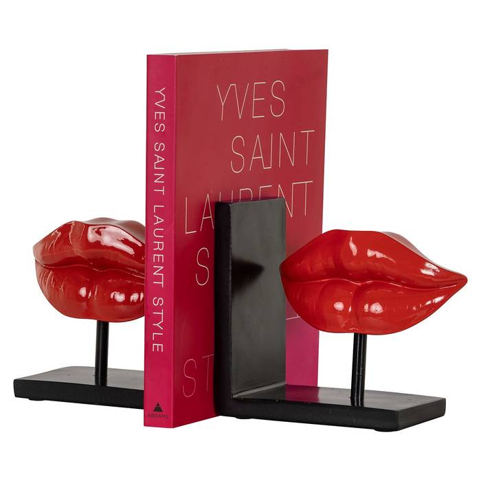 Richmond Decoration | Deko-Objekt Buechstaender Xia Deko-Objekt "Bücherständer Xia" von Richmond Decoration, aus Harz, rote Lippen auf einem Halter, modernes Design, außergewöhnlicher Blickfang für Bücherregale oder Tische.